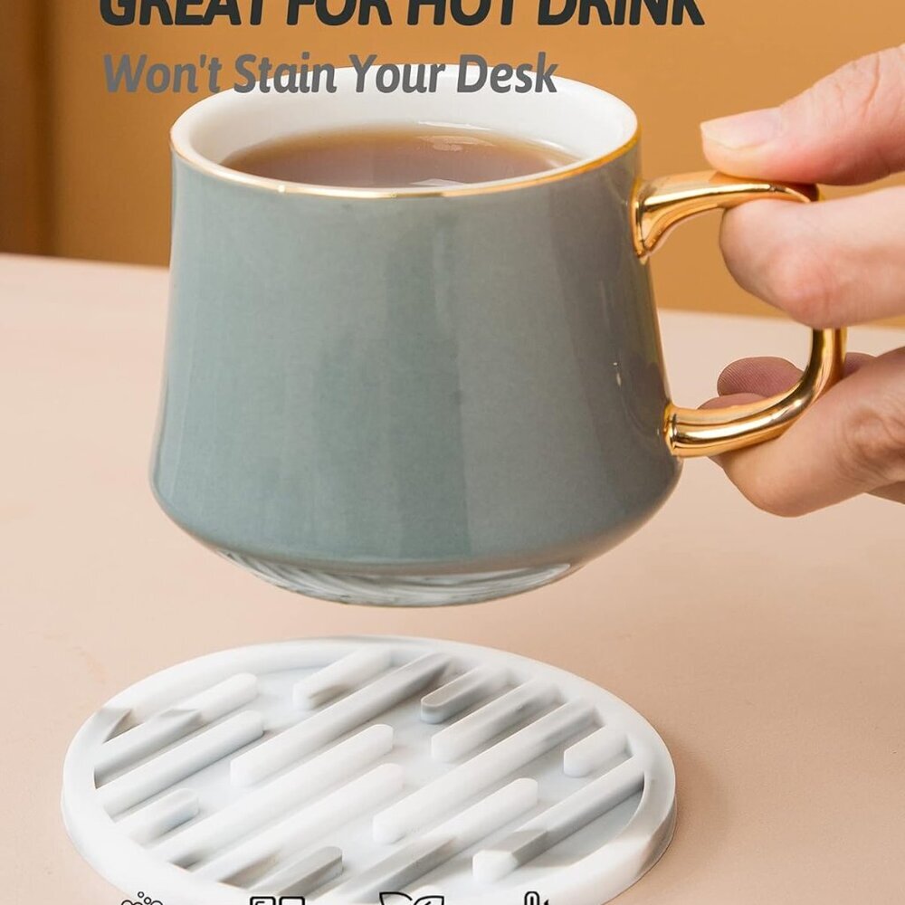 Silicone Coasters for Drinks Set of 6 with Holder - Waterproof Non-Slip Reusable - Picture 6 of 8
